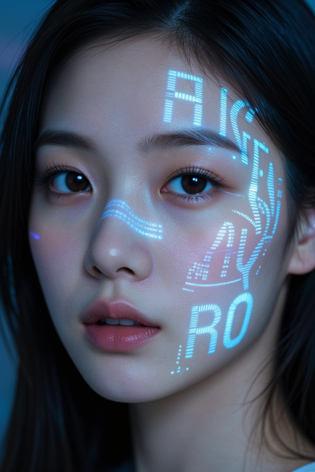 홀로그램 타이포 얼굴