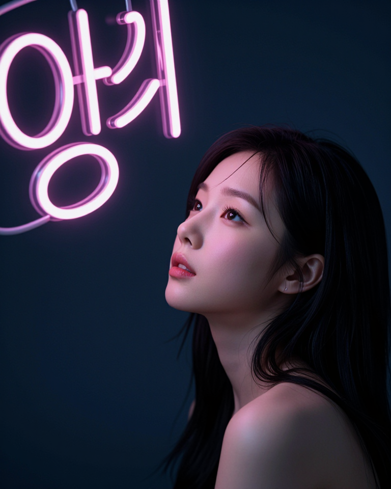 네온 글자에 홀린 듯